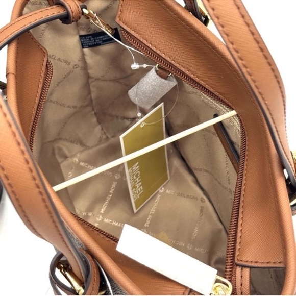 Michael Kors Jet Set Travel Extra-Small Top-Zip Tote Bag & Trifold Wallet Brown - Picture 8 of 12